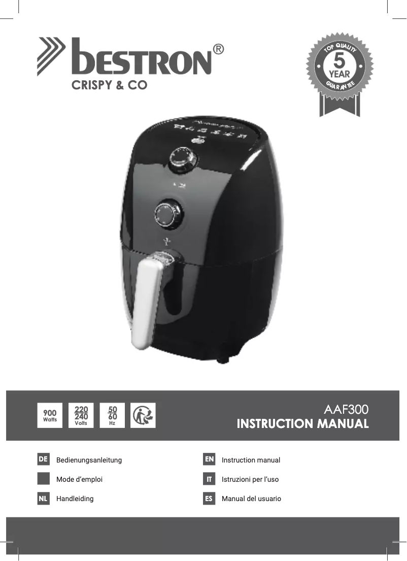 Page 1 de la notice Manuel utilisateur Bestron PrepAir AAF300