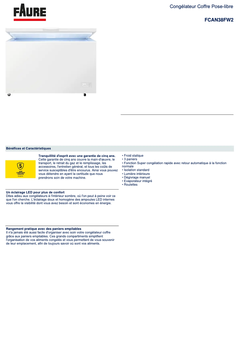Page n°1 - Fiche technique Electrolux FCAN38FW2