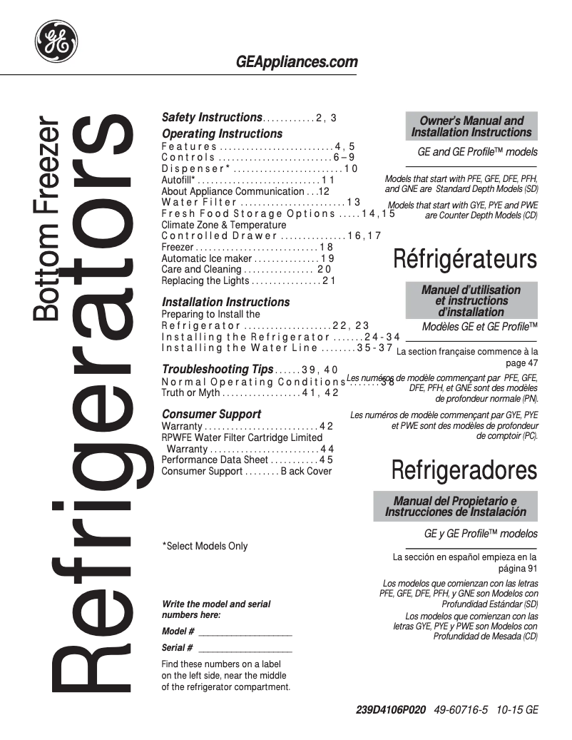 Imagen de la primera página del manual del dispositivo GNE29GSHSS