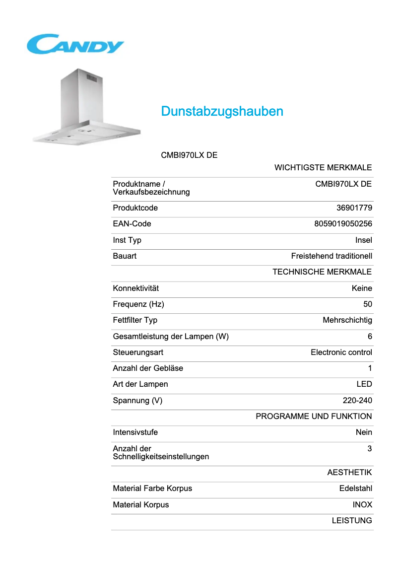 Image de la première page du manuel de l'appareil CMBI970LX