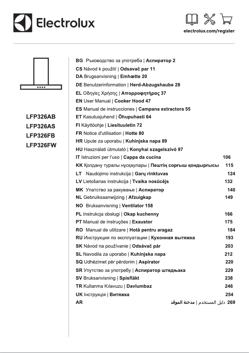 Image de la première page du manuel de l'appareil LFP326FB