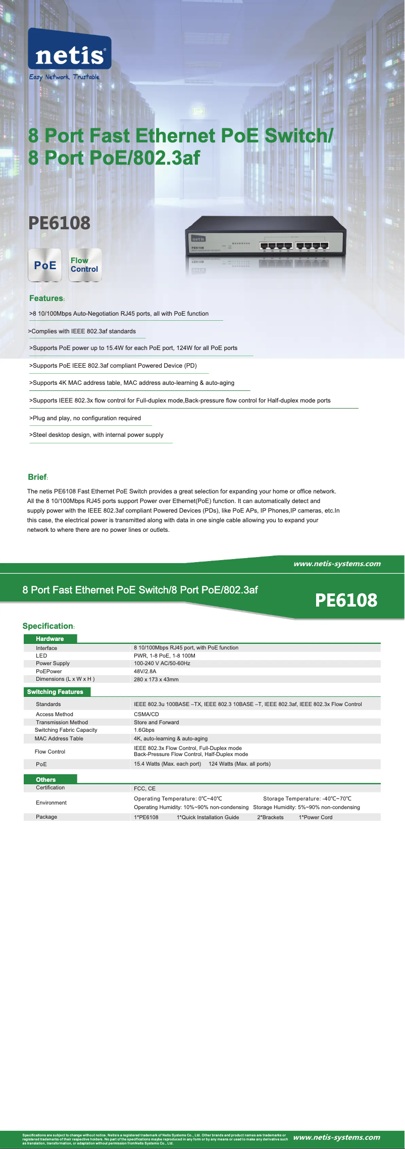 Page n°1 - Manuel utilisateur Netis PE6108