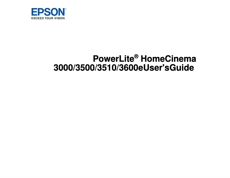 Page 1 de la notice Manuel utilisateur Epson PowerLite Home Cinema 3600e