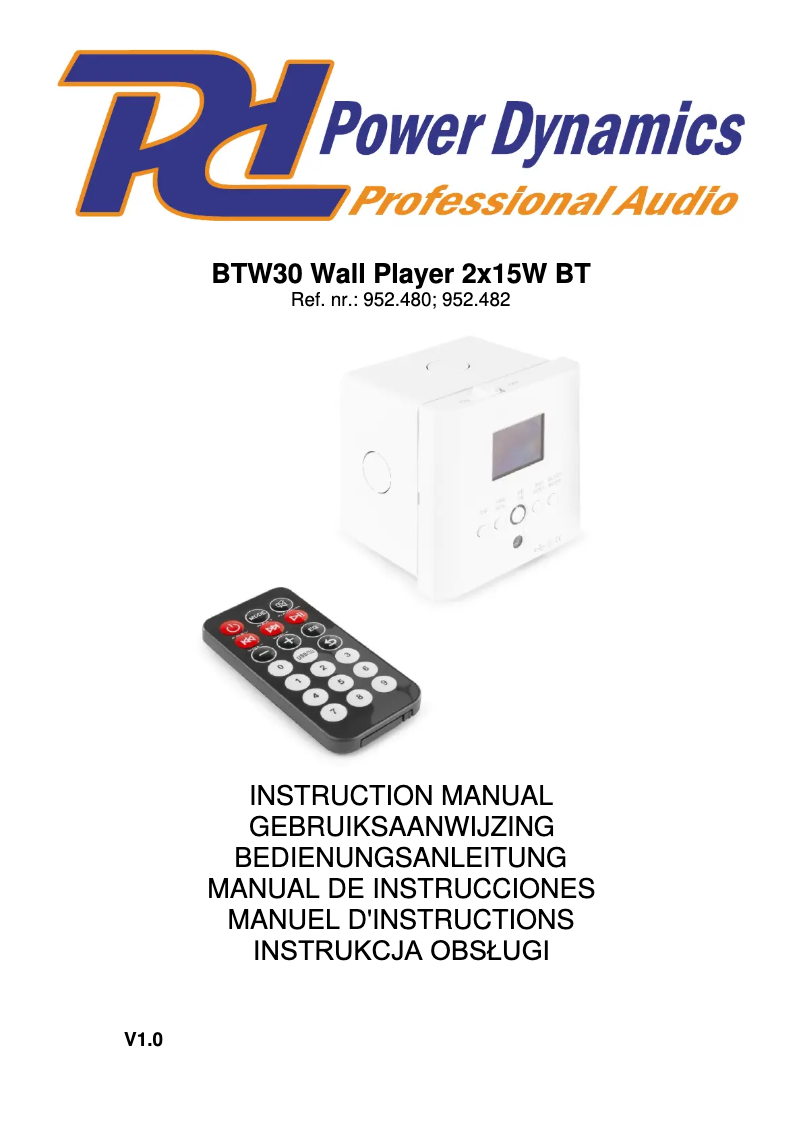 Page 1 de la notice Manuel utilisateur Power Dynamics BTW30SET