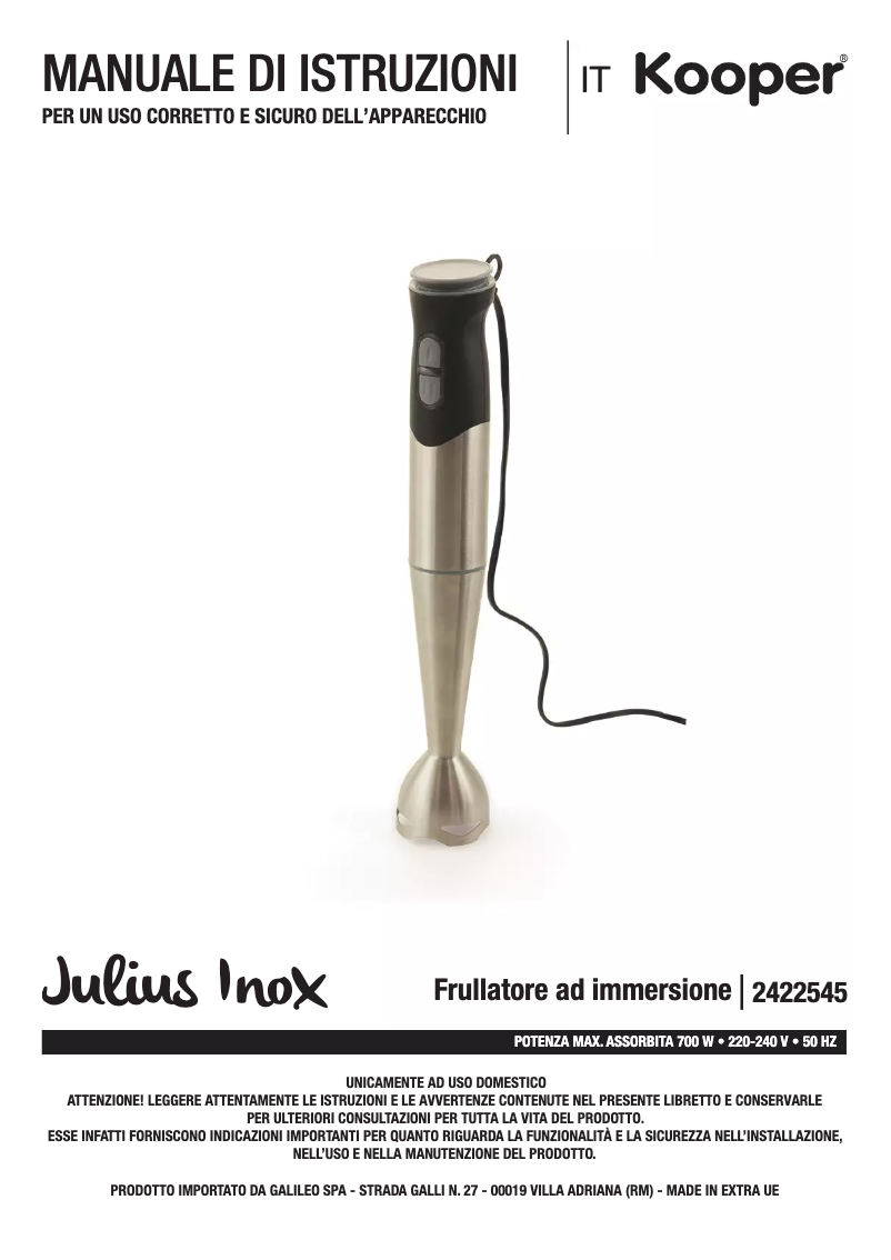 Page 1 de la notice Manuel utilisateur Kooper 2422545