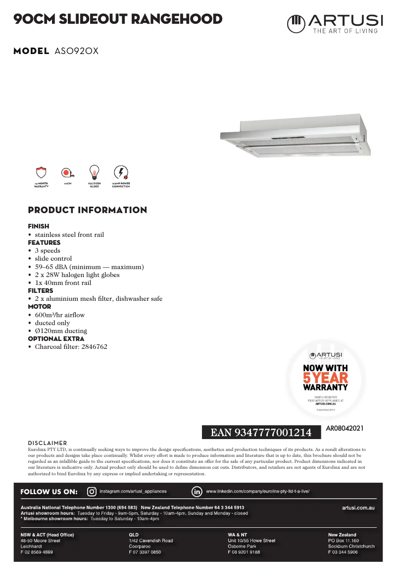 Image de la première page du manuel de l'appareil Slideout ASO920X