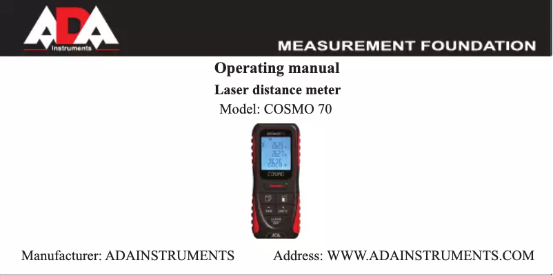 Page 1 de la notice Manuel utilisateur ADA COSMO 70