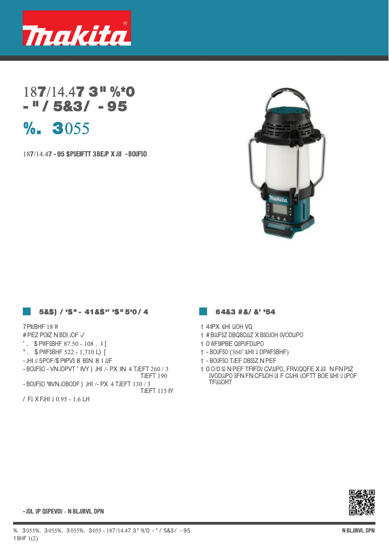 Página 1 del manual Ficha técnica Makita DMR055
