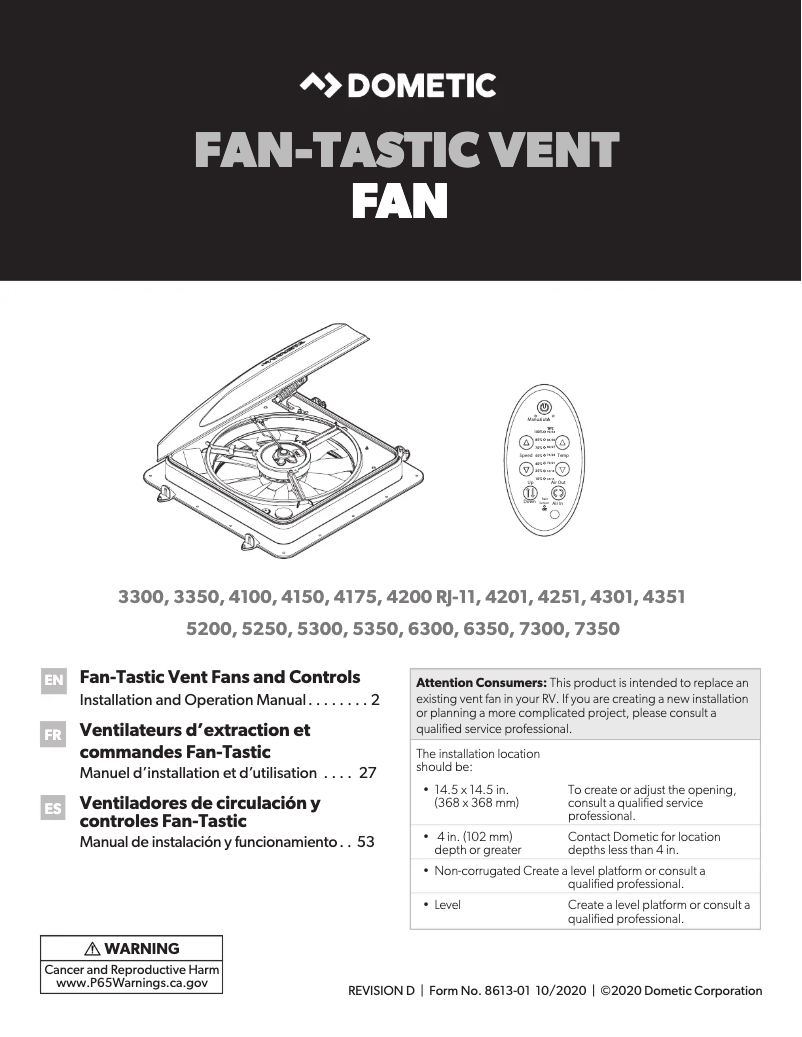Imagen de la primera página del manual del dispositivo FanTastic Vent 7350