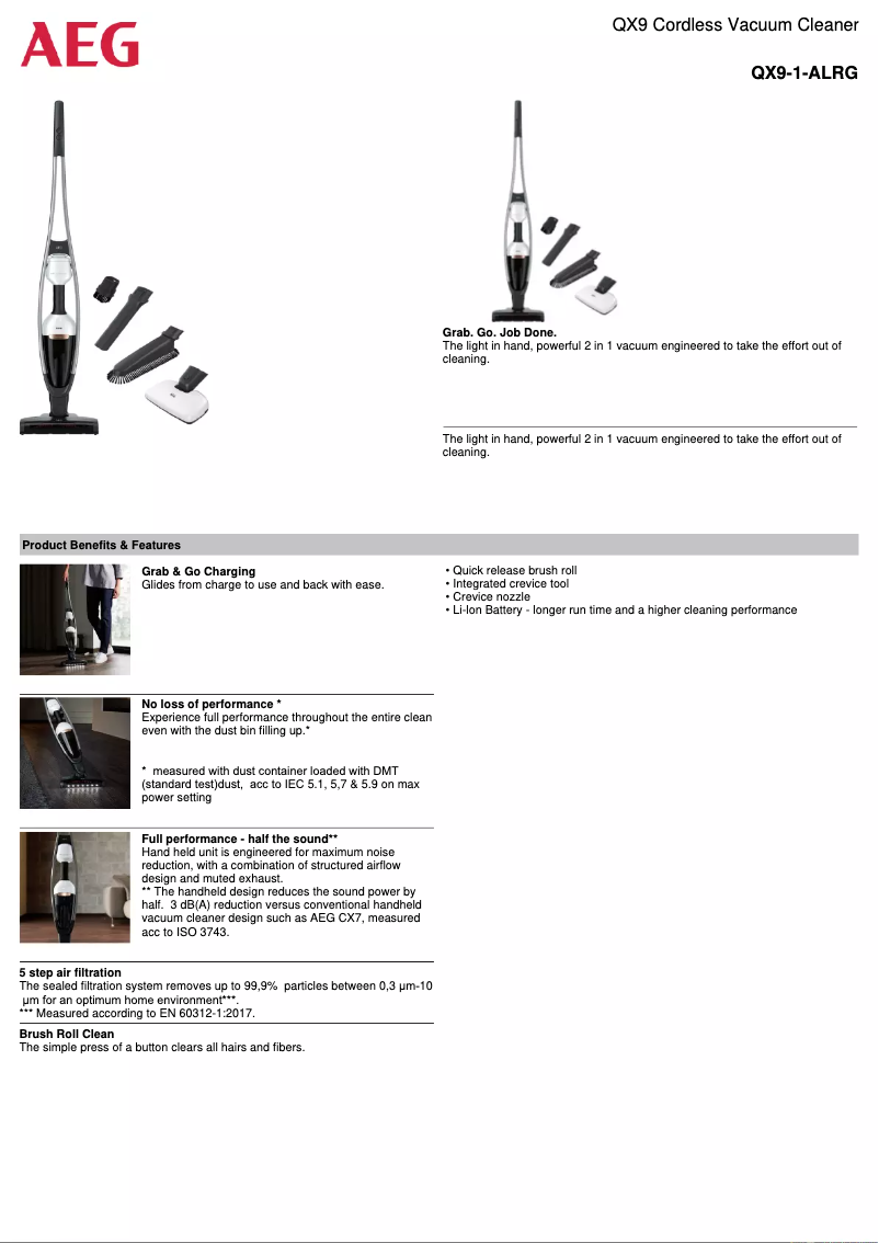 Página 1 del manual Ficha técnica AEG QX9-1-ALRG