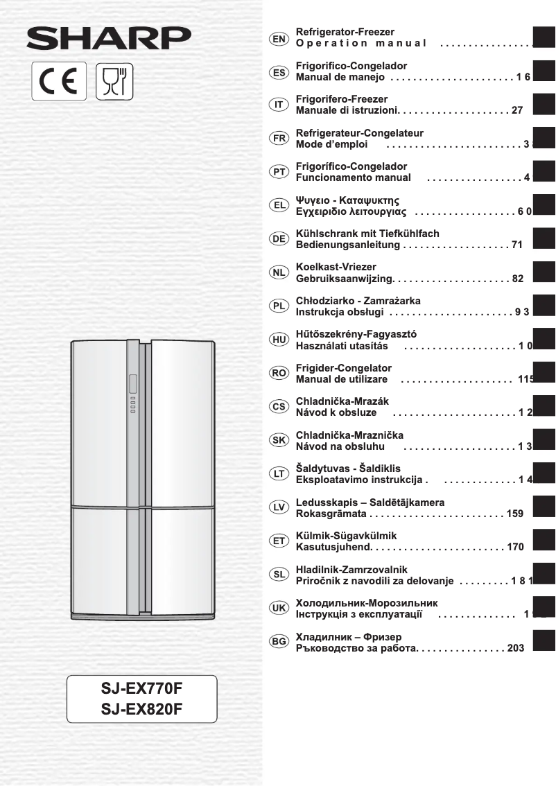 Imagen de la primera página del manual del dispositivo SJ-EX820F