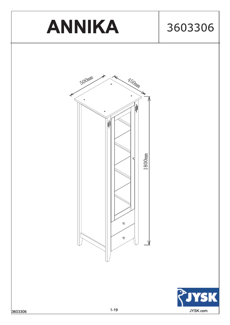 Page n°1 - Manuel utilisateur JYSK Annika (50x45x180)