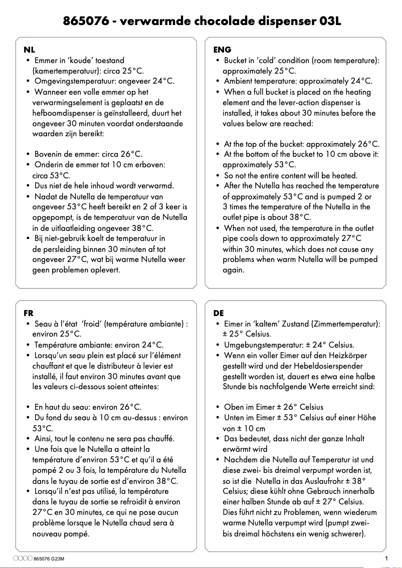 Page 1 de la notice Manuel utilisateur Hovicon 865076