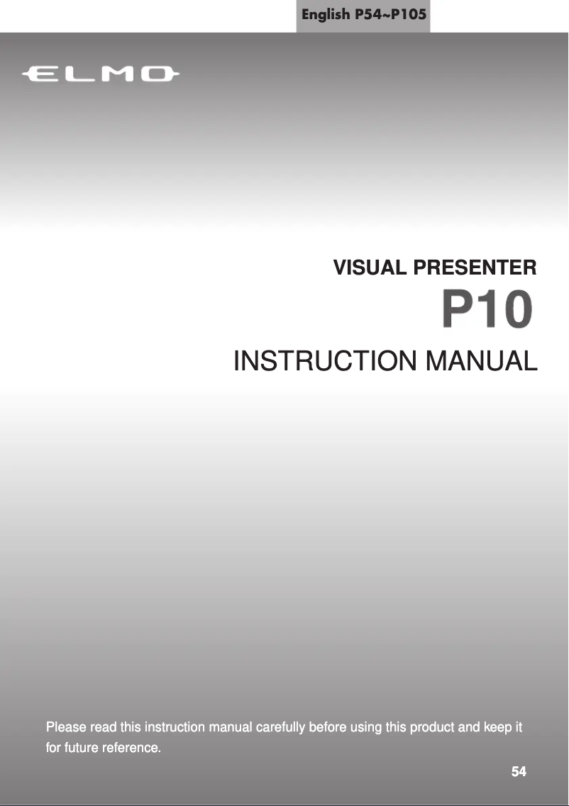 Image de la première page du manuel de l'appareil P10