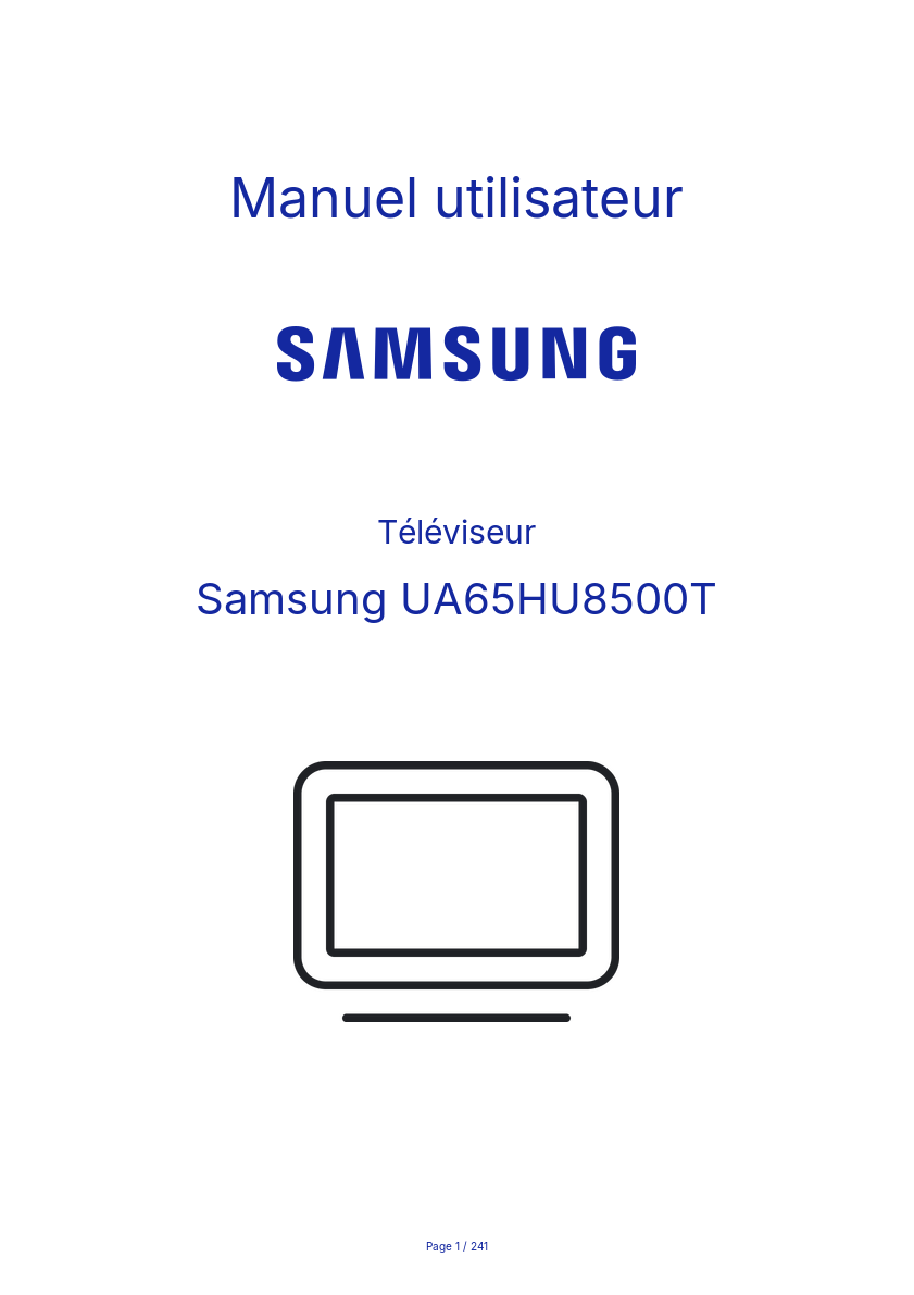 Page 1 de la notice Manuel utilisateur Samsung UA65HU8500T