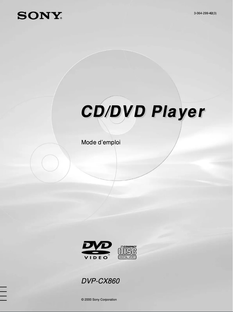 Page 1 de la notice Manuel utilisateur Sony DVP-CX860