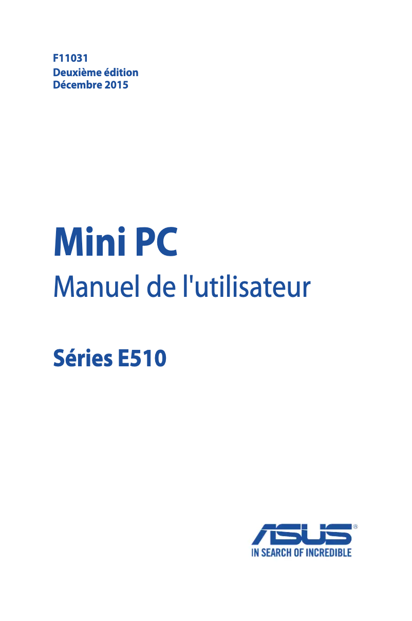 Page 1 de la notice Manuel utilisateur Asus Pro Series E510