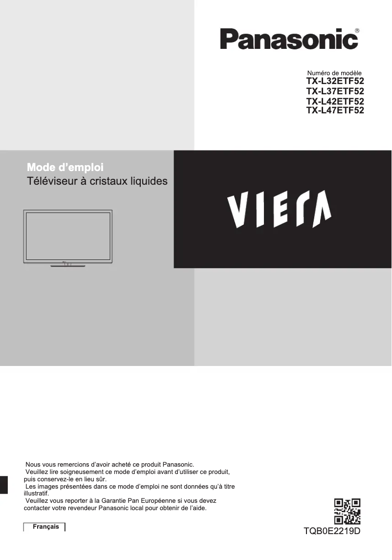 Page 1 de la notice Manuel utilisateur Panasonic Viera TX-L47ETF52