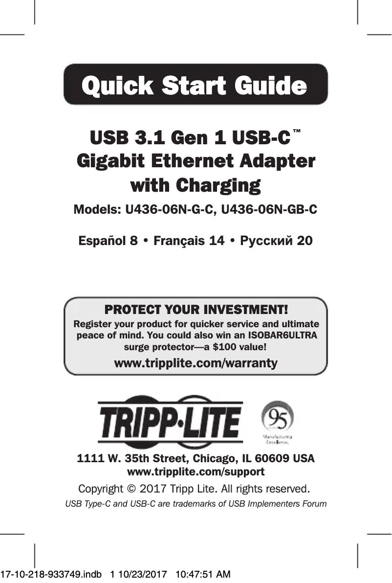 Page 1 de la notice Manuel utilisateur Tripp Lite U436-06N-G-C