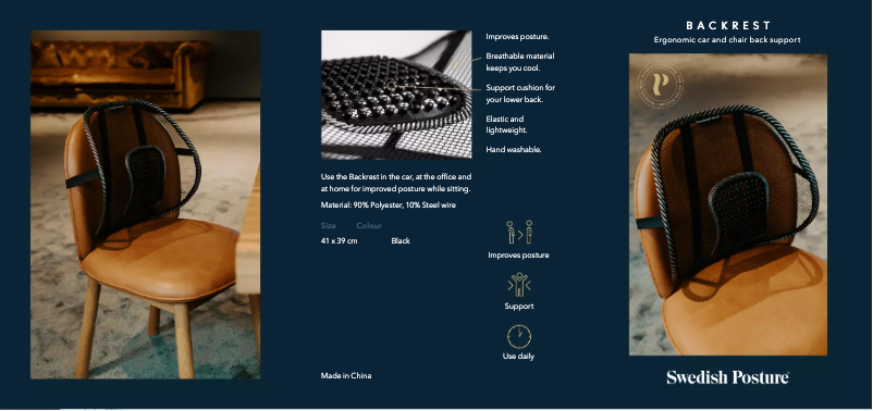 Page 1 de la notice Manuel utilisateur Swedish Posture Backrest