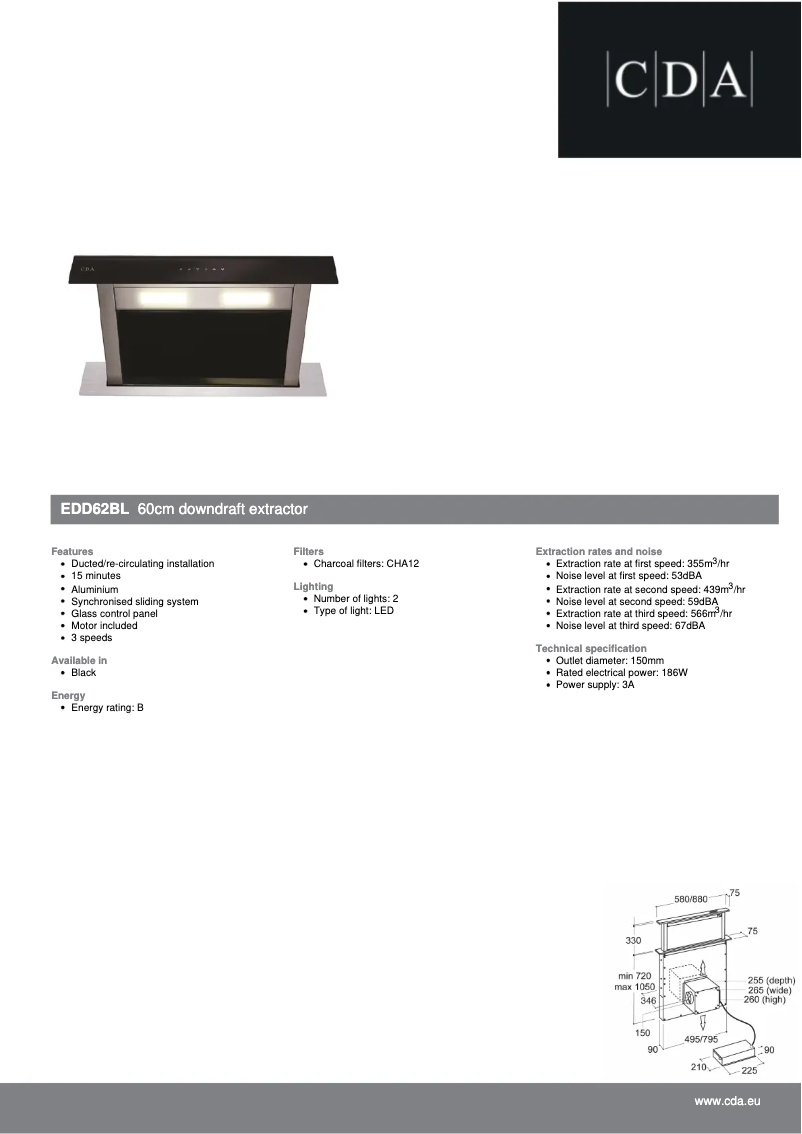 Page n°1 - Fiche technique CDA EDD62BL