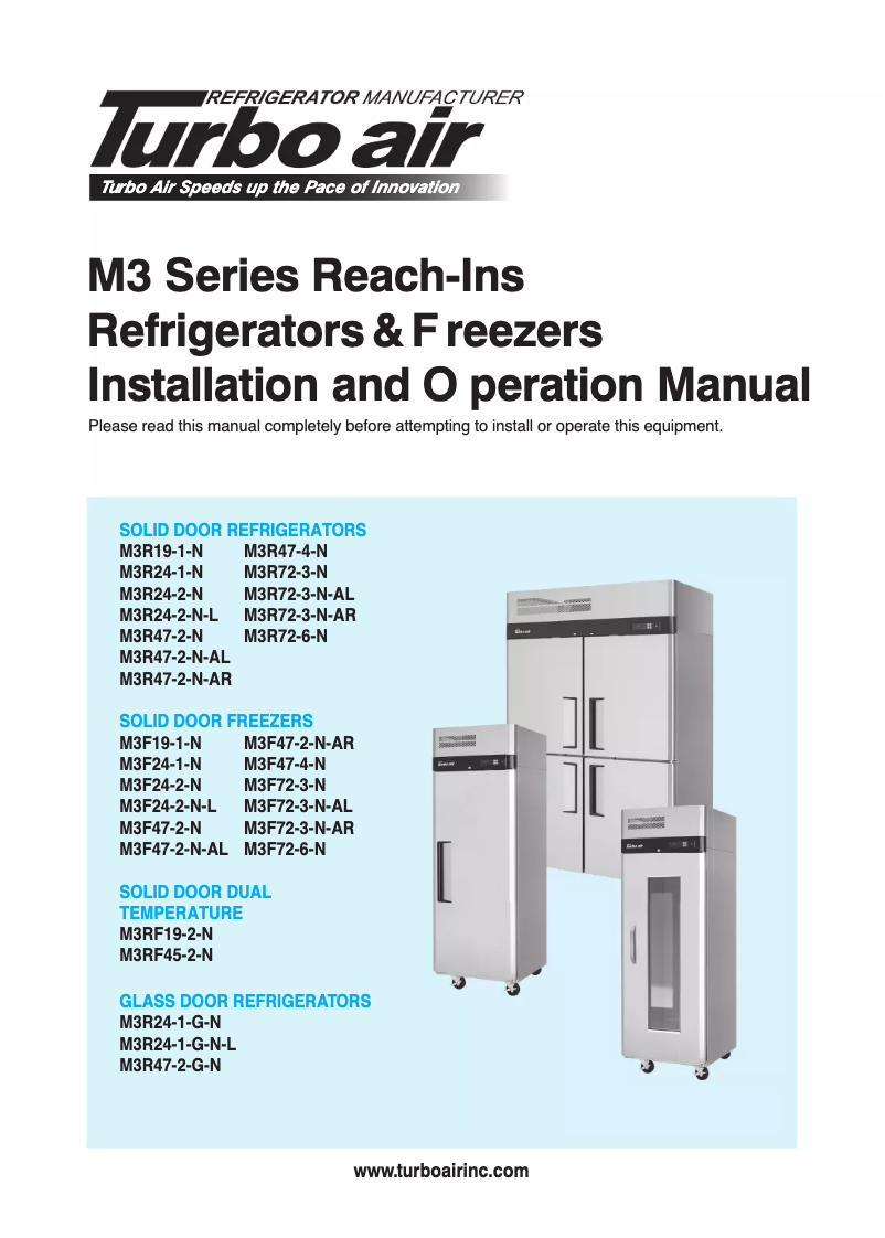 Page n°1 - Guide d'installation Turbo air M3F24-1