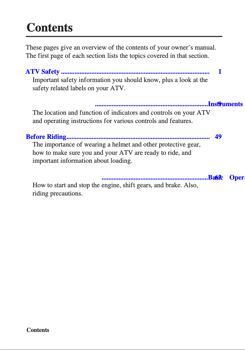 Page 1 de la notice Manuel utilisateur Honda FourTrax Foreman TRX500 (2012)