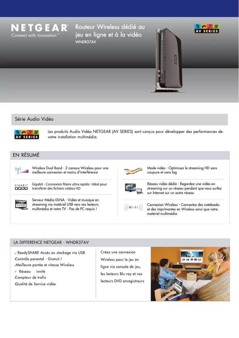 Page 1 de la notice Fiche technique Netgear WNDR37AVv2