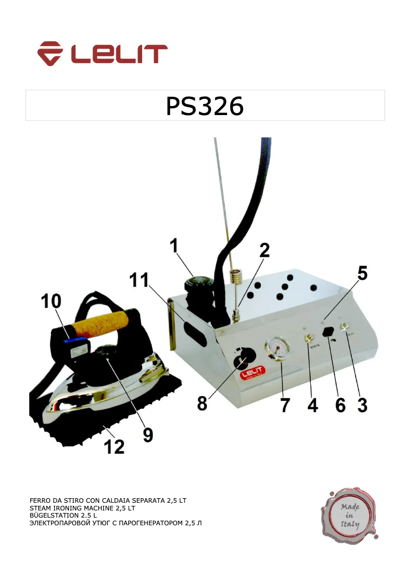 Page 1 de la notice Manuel utilisateur Lelit PS326