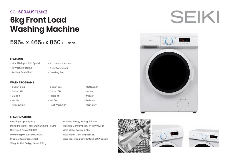 Page n°1 - Fiche technique Seiki SC-600AU9FLMK2