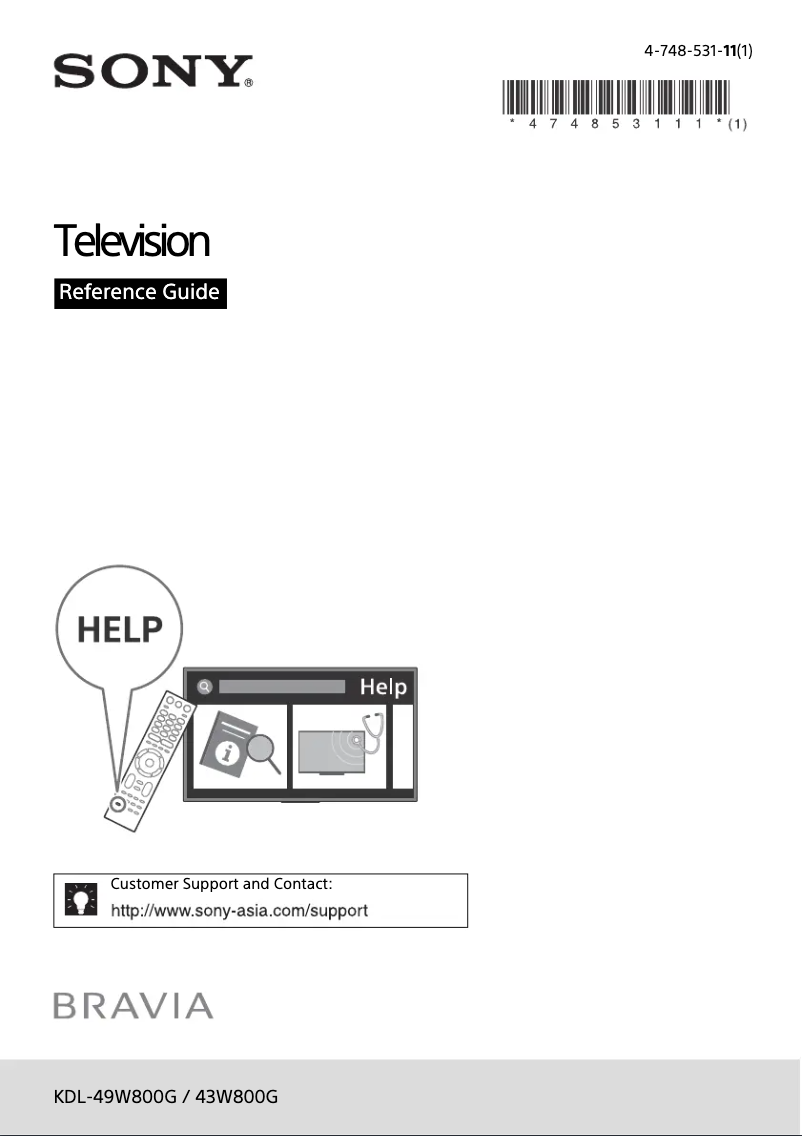 Page 1 de la notice Manuel utilisateur Sony Bravia KDL-43W800G