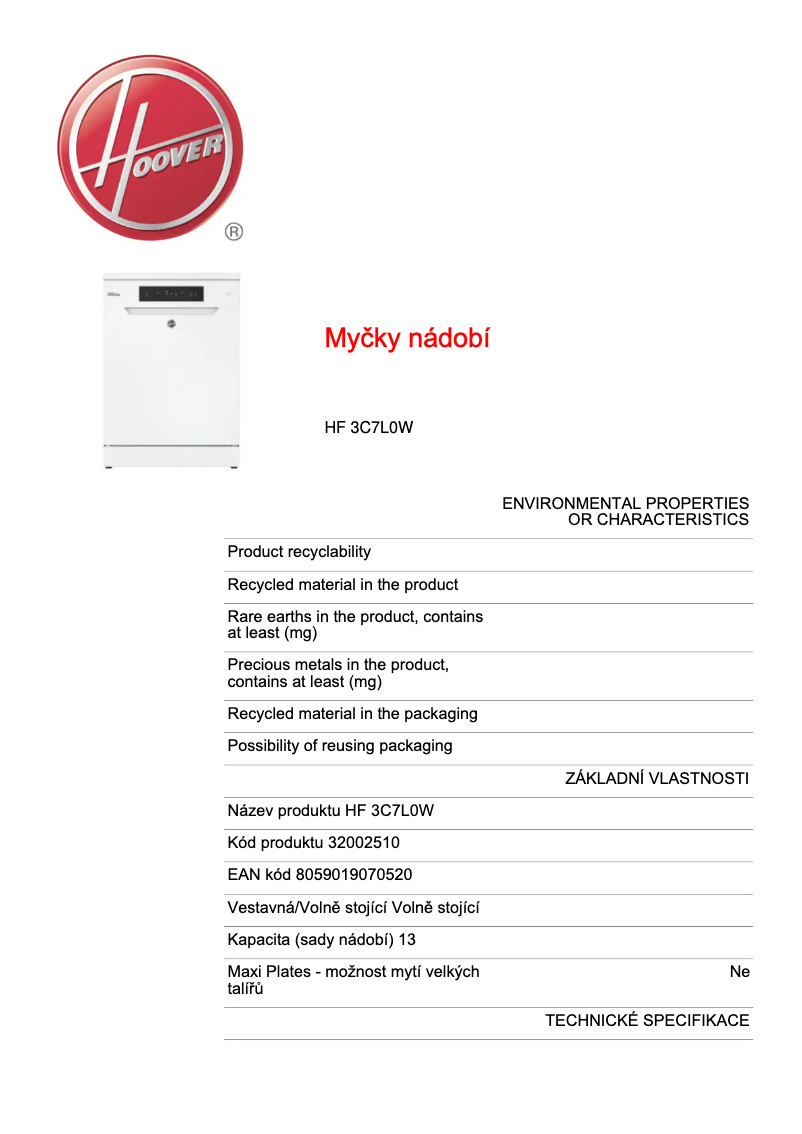 Image de la première page du manuel de l'appareil HF 3C7L0W