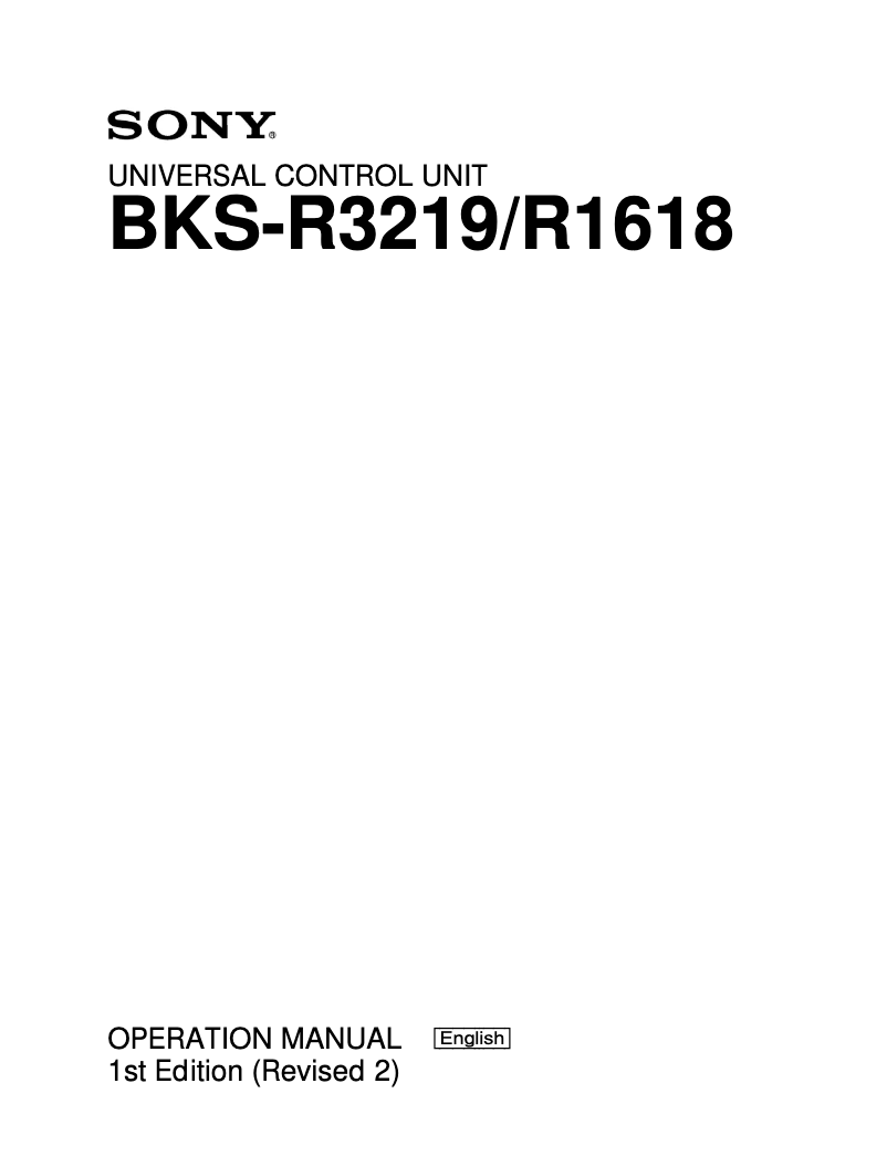 Page n°1 - Manuel utilisateur Sony BKS-R3219