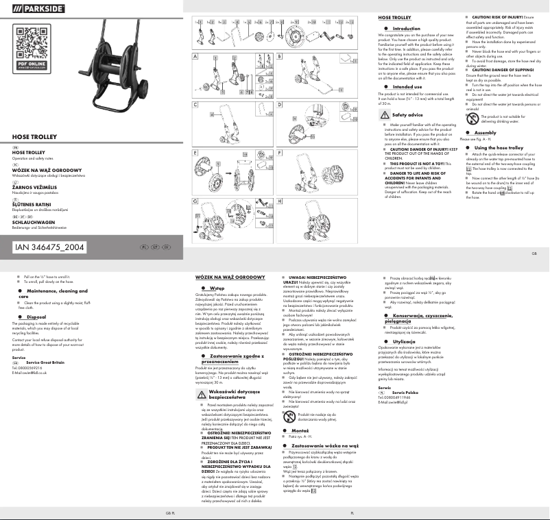 Page 1 de la notice Manuel utilisateur Parkside IAN 346475