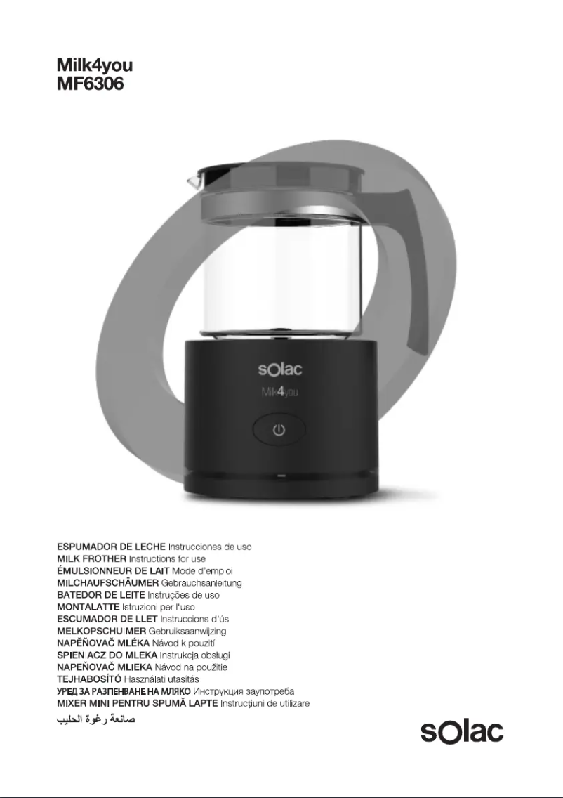 Page 1 de la notice Manuel utilisateur Solac Milk4You MF6306