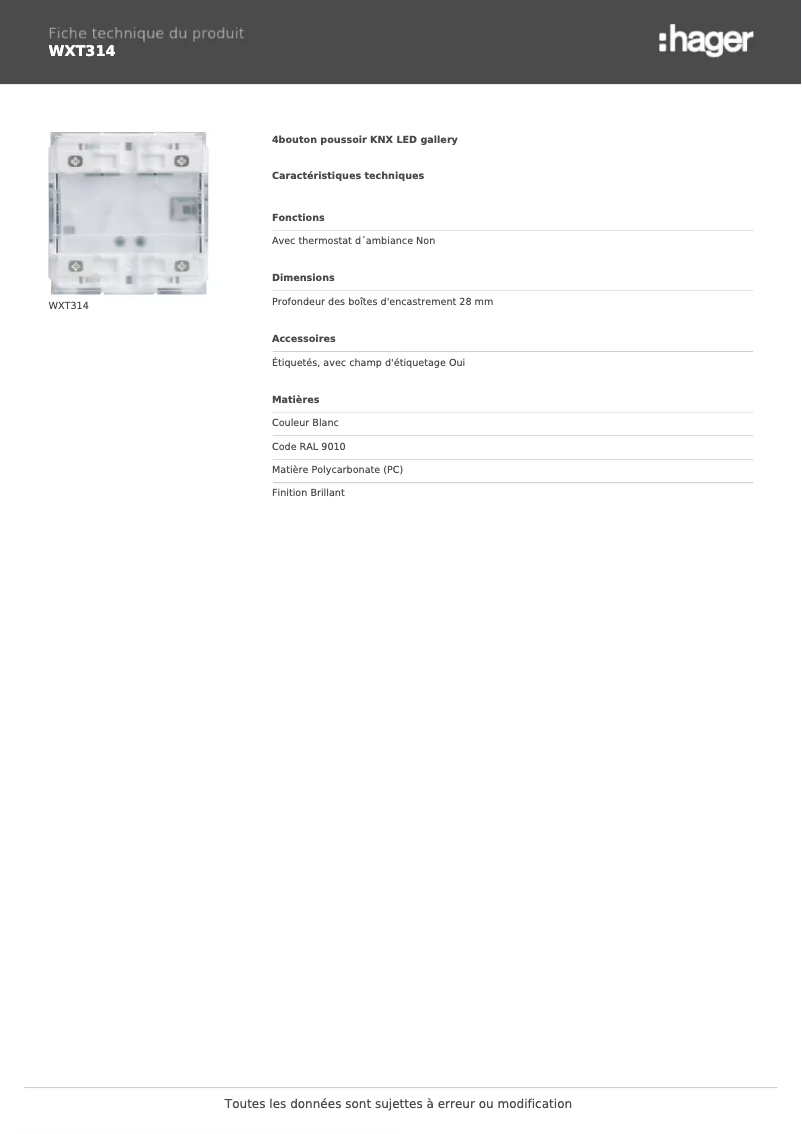 Image de la première page du manuel de l'appareil WXT314