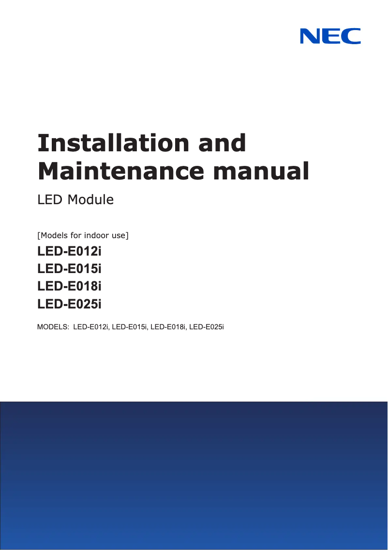 Página 1 del manual Guía de instalación NEC LED-E018I