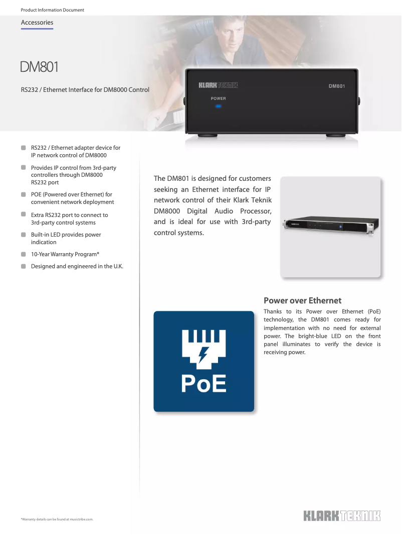 Page n°1 - Fiche technique Klark Teknik DM801
