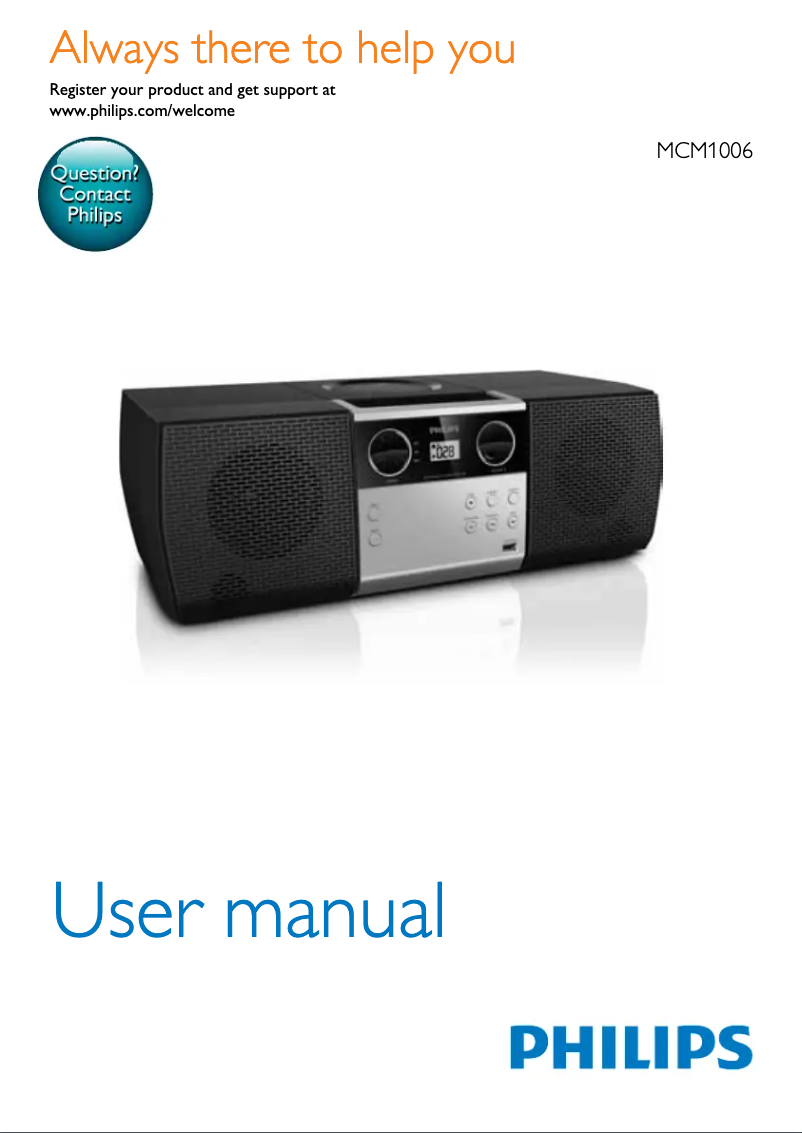 Page n°1 - Manuel utilisateur Philips MCM1006