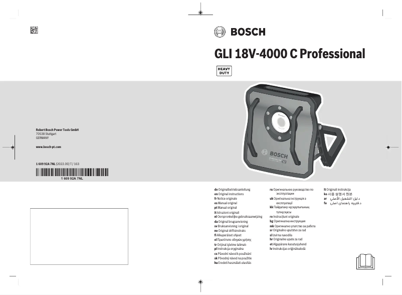 Page 1 de la notice Manuel utilisateur Bosch GLI 18V-4000 C Professional