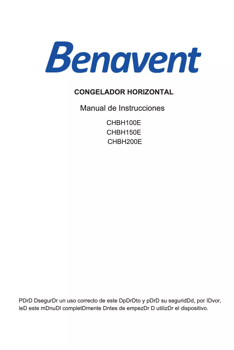 Page 1 de la notice Manuel utilisateur Benavent CHBH150E