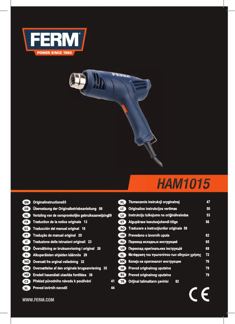 Page 1 de la notice Manuel utilisateur Ferm HAM1015