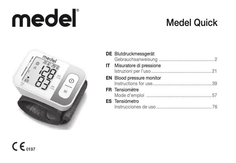 Page n°1 - Manuel utilisateur Medel Quick