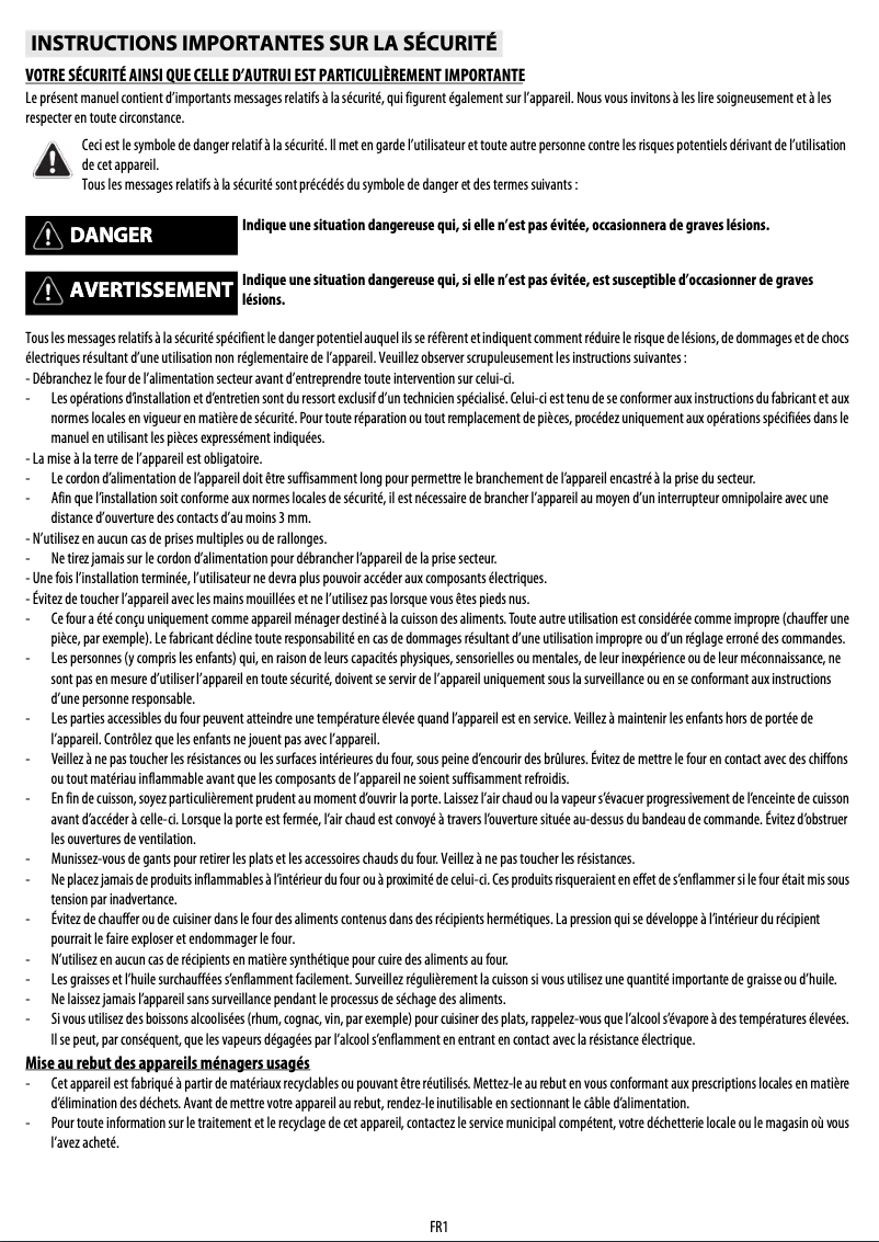 Page 1 de la notice Manuel utilisateur Whirlpool AKZM753WH