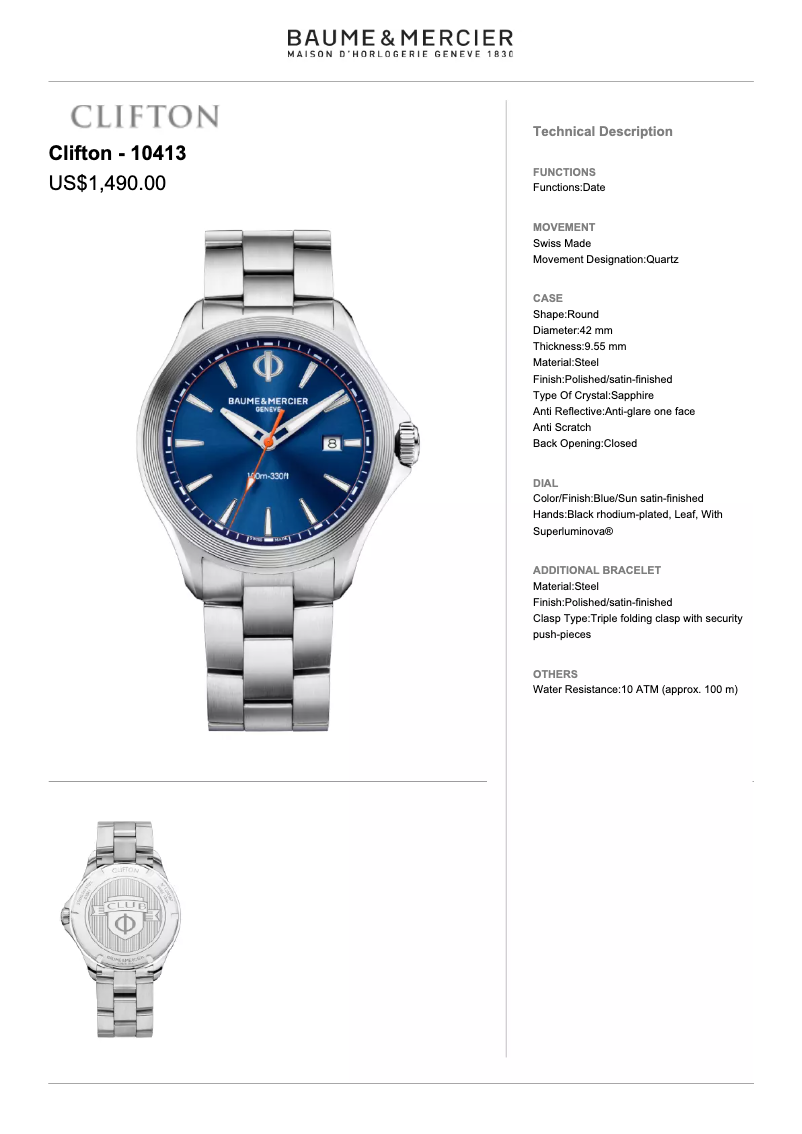 Image de la première page du manuel de l'appareil Clifton 10413