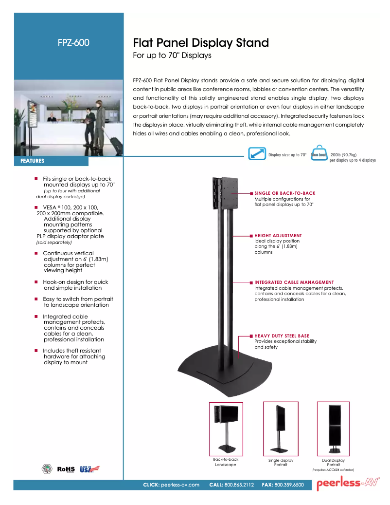 Page n°1 - Manuel utilisateur Peerless-AV FPZ-600