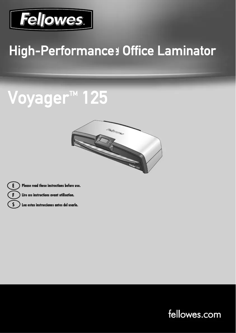 Page 1 de la notice Manuel utilisateur Fellowes Voyager 125