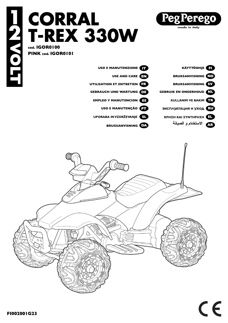 Page n°1 - Manuel utilisateur Peg Perego Corral T-Rex 330W