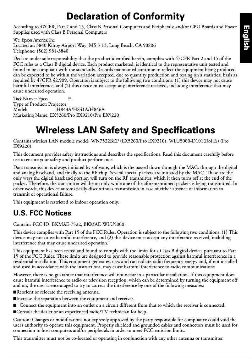 Imagen de la primera página del manual del dispositivo Pro EX9210