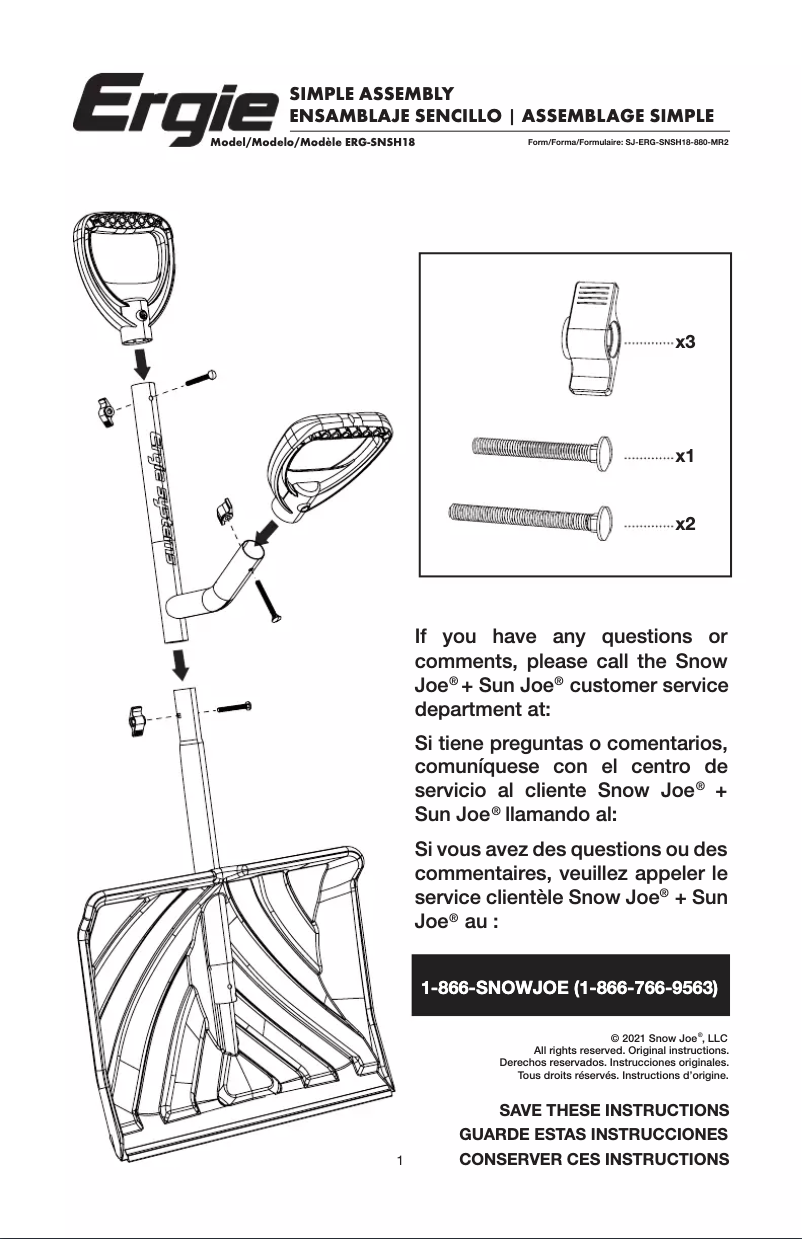 Page 1 de la notice Manuel utilisateur Ergie ERG-SNSH18